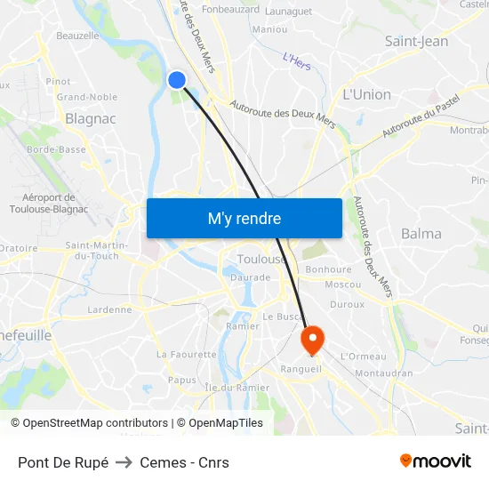 Pont De Rupé to Cemes - Cnrs map