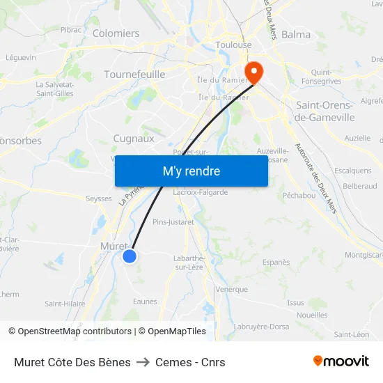 Muret Côte Des Bènes to Cemes - Cnrs map