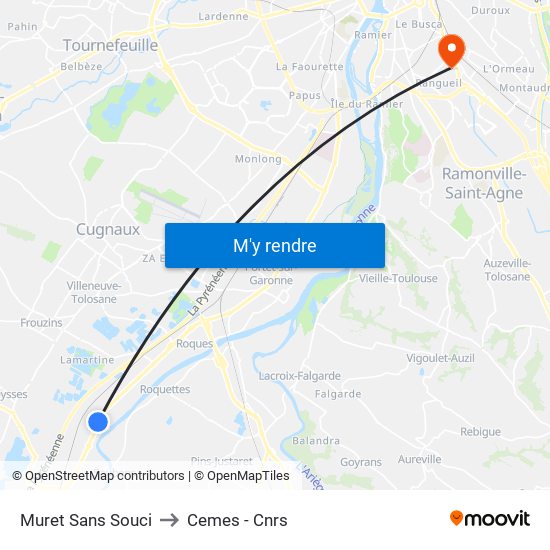 Muret Sans Souci to Cemes - Cnrs map