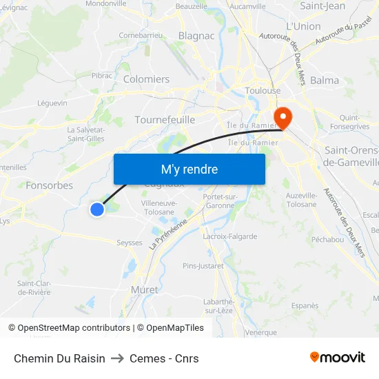Chemin Du Raisin to Cemes - Cnrs map