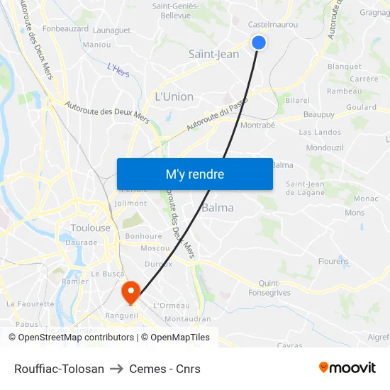 Rouffiac-Tolosan to Cemes - Cnrs map