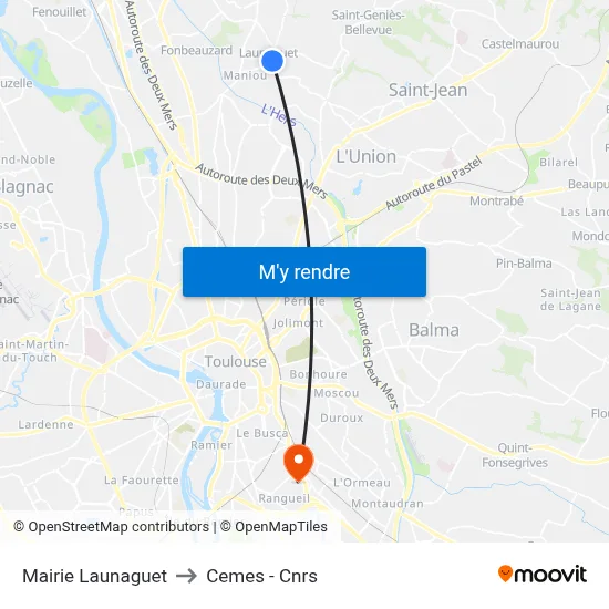 Mairie Launaguet to Cemes - Cnrs map