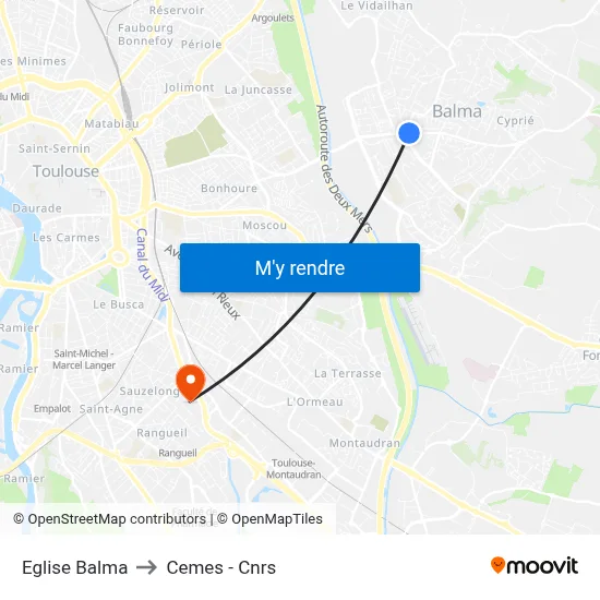 Eglise Balma to Cemes - Cnrs map