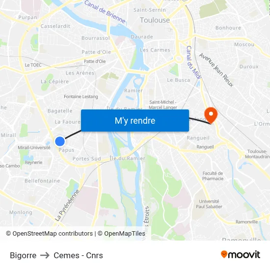 Bigorre to Cemes - Cnrs map