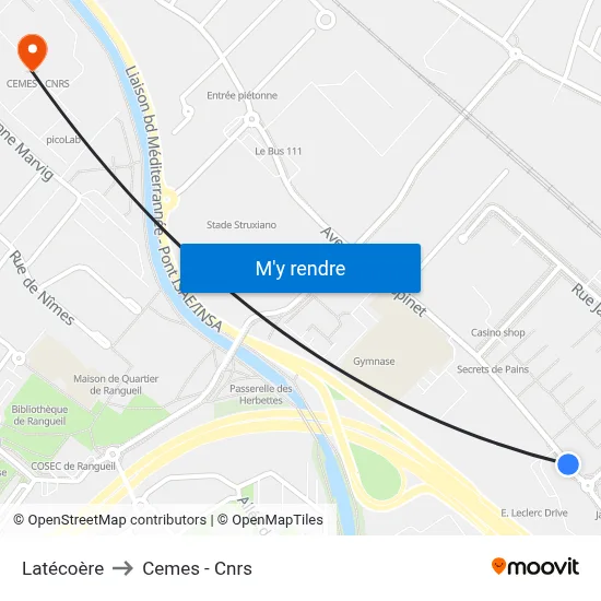 Latécoère to Cemes - Cnrs map
