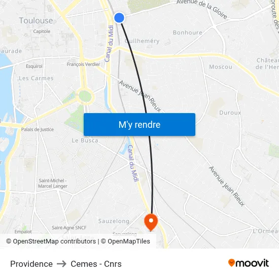 Providence to Cemes - Cnrs map