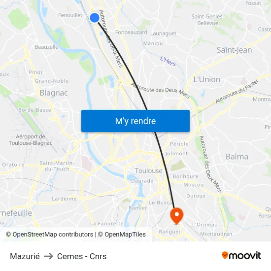 Mazurié to Cemes - Cnrs map