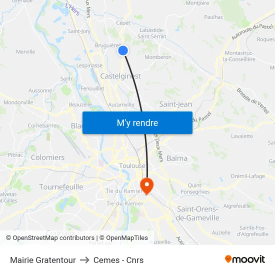 Mairie Gratentour to Cemes - Cnrs map