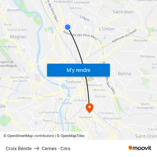 Croix Bénite to Cemes - Cnrs map