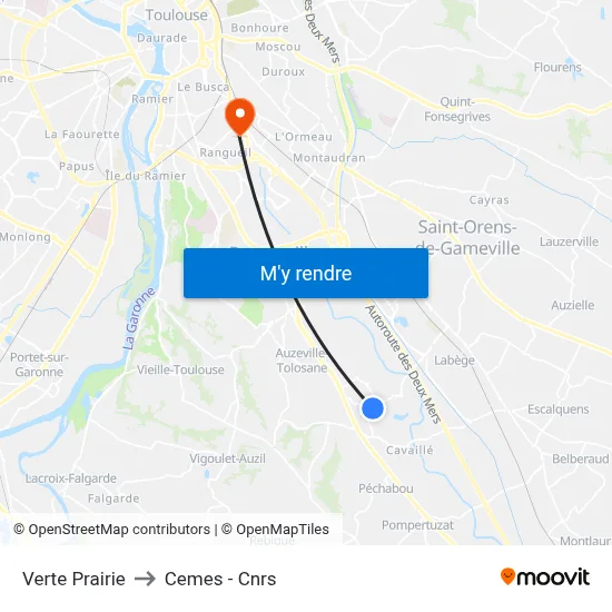 Verte Prairie to Cemes - Cnrs map