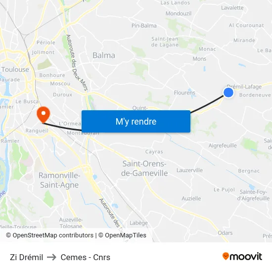 Zi Drémil to Cemes - Cnrs map