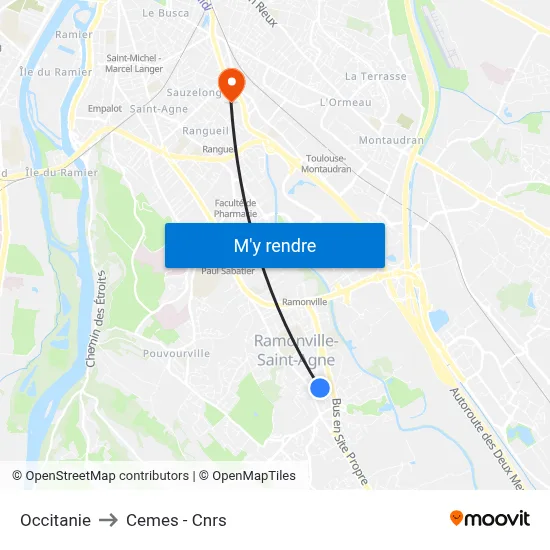 Occitanie to Cemes - Cnrs map