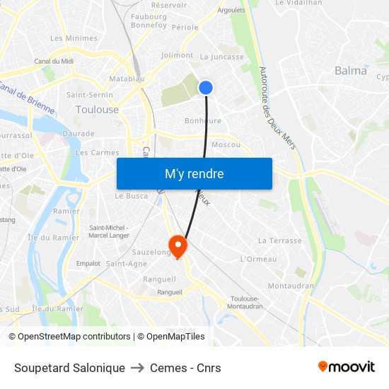 Soupetard Salonique to Cemes - Cnrs map