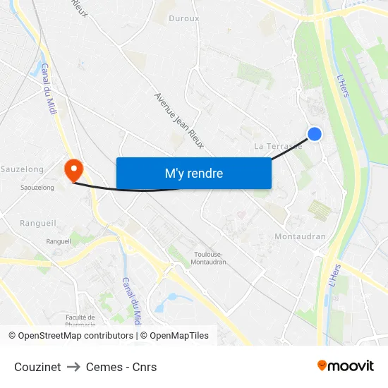 Couzinet to Cemes - Cnrs map