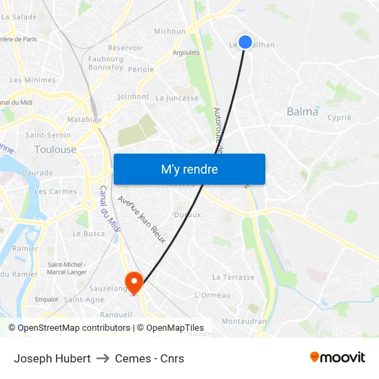 Joseph Hubert to Cemes - Cnrs map