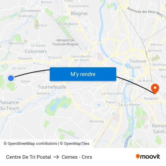 Centre De Tri Postal to Cemes - Cnrs map