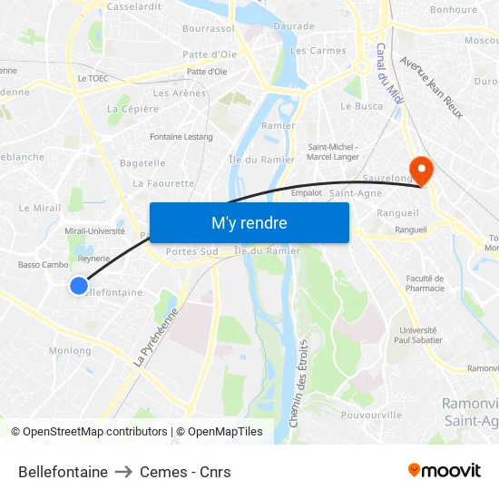 Bellefontaine to Cemes - Cnrs map