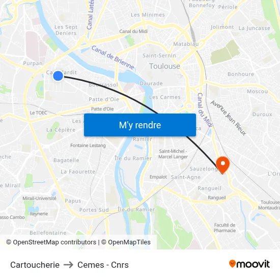 Cartoucherie to Cemes - Cnrs map