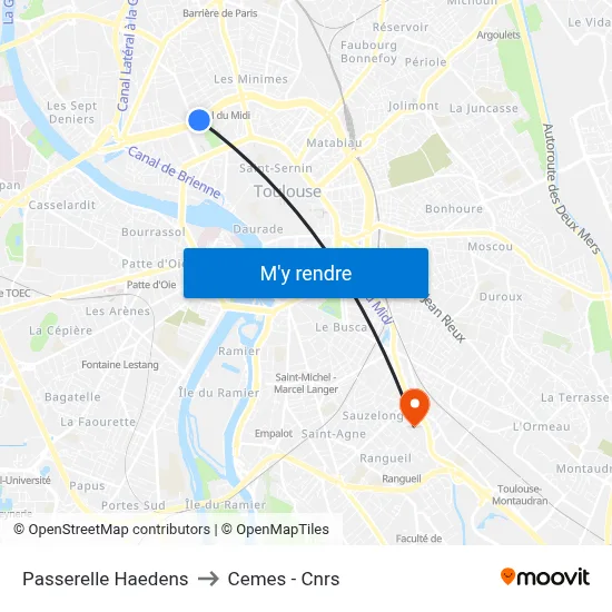 Passerelle Haedens to Cemes - Cnrs map