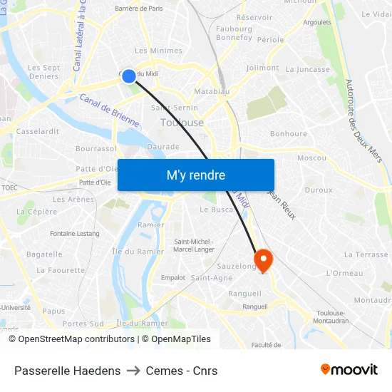 Passerelle Haedens to Cemes - Cnrs map