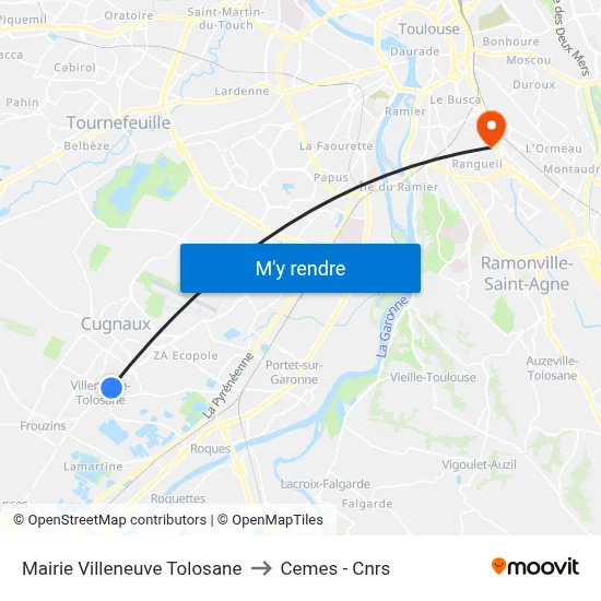 Mairie Villeneuve Tolosane to Cemes - Cnrs map