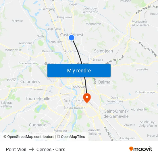 Pont Vieil to Cemes - Cnrs map