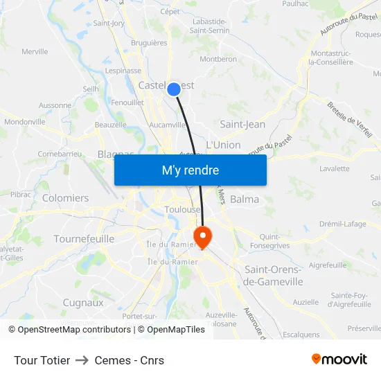 Tour Totier to Cemes - Cnrs map
