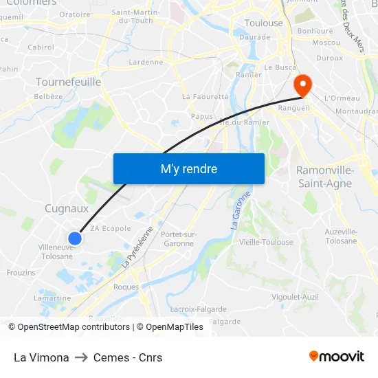 La Vimona to Cemes - Cnrs map