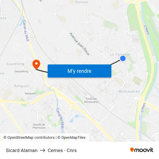 Sicard Alaman to Cemes - Cnrs map