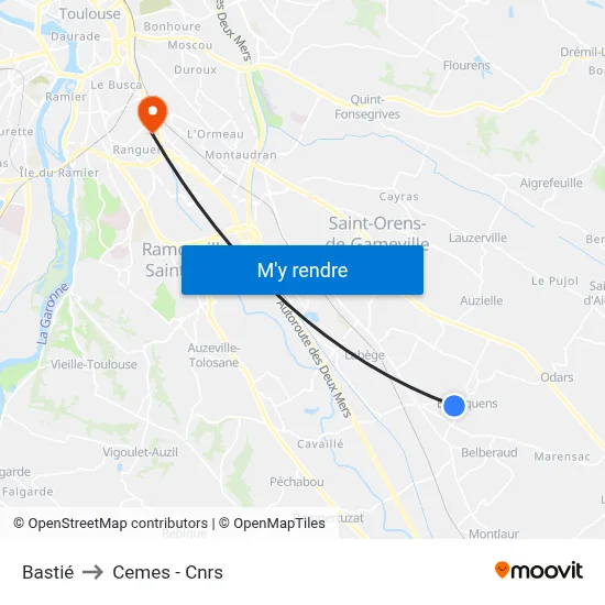 Bastié to Cemes - Cnrs map
