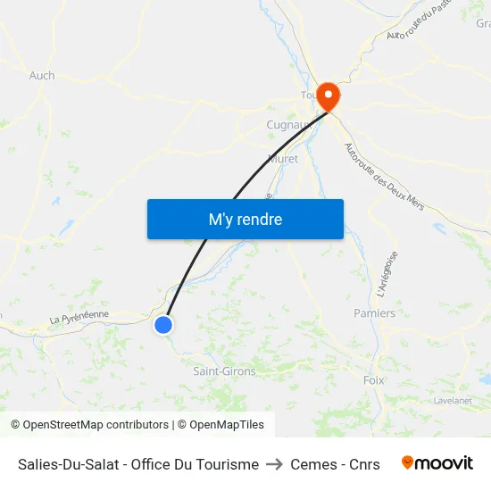 Salies-Du-Salat - Office Du Tourisme to Cemes - Cnrs map