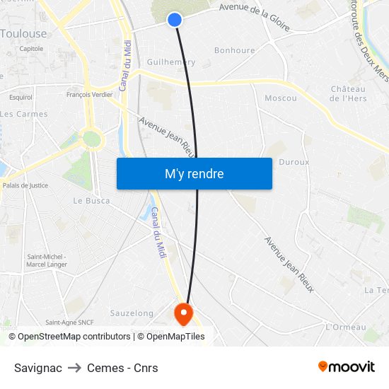 Savignac to Cemes - Cnrs map