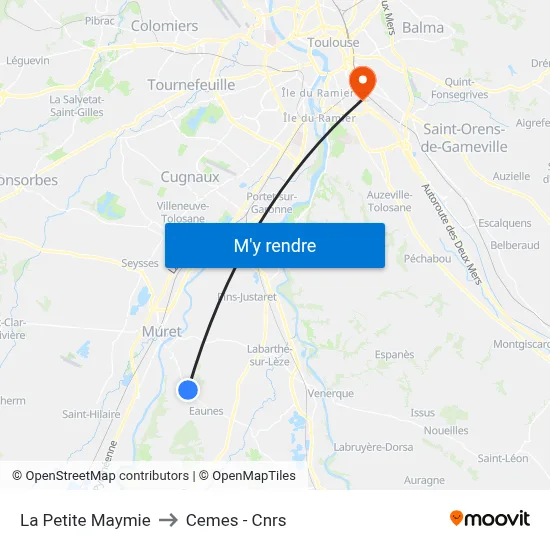 La Petite Maymie to Cemes - Cnrs map
