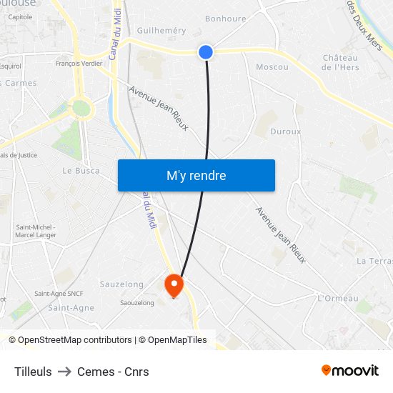 Tilleuls to Cemes - Cnrs map