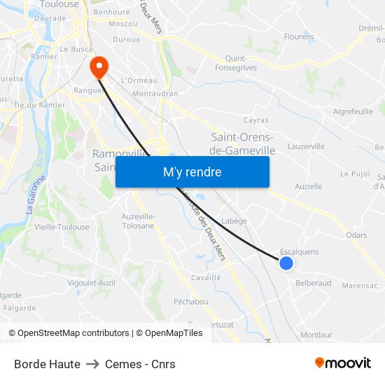 Borde Haute to Cemes - Cnrs map