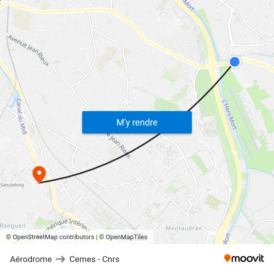 Aérodrome to Cemes - Cnrs map