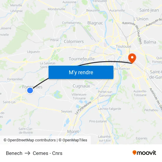 Benech to Cemes - Cnrs map