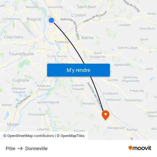 Pôle to Donneville map