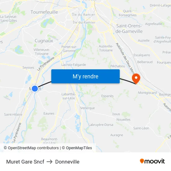 Muret Gare Sncf to Donneville map