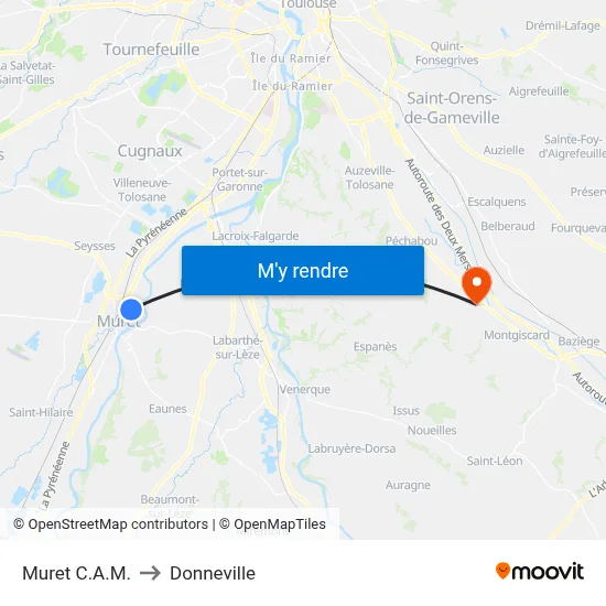 Muret C.A.M. to Donneville map