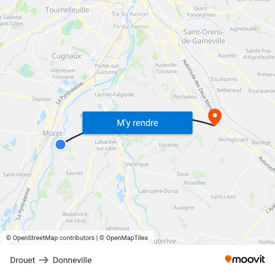Drouet to Donneville map