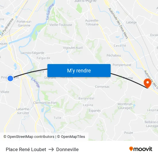 Place René Loubet to Donneville map