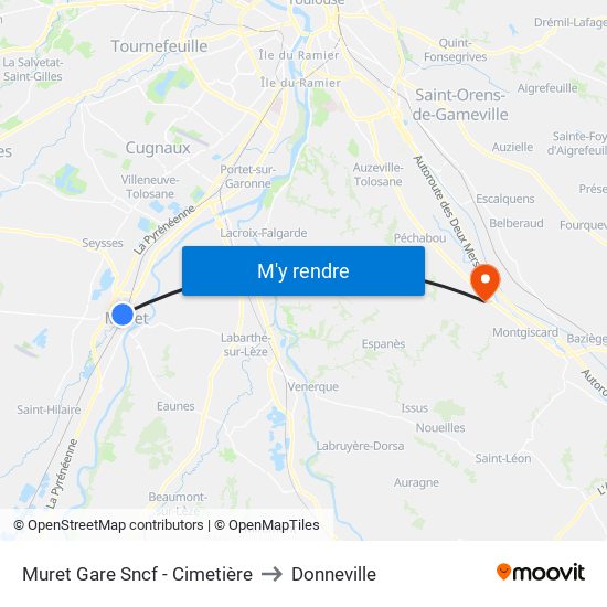 Muret Gare Sncf - Cimetière to Donneville map