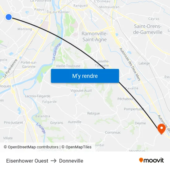 Eisenhower Ouest to Donneville map