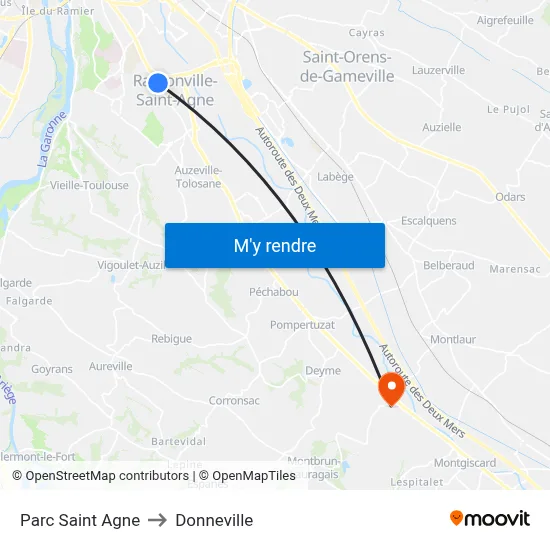 Parc Saint Agne to Donneville map