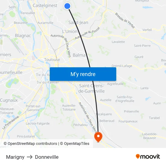 Marigny to Donneville map