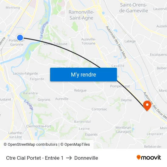 Ctre Cial Portet - Entrée 1 to Donneville map
