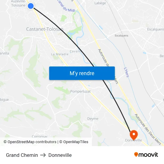 Grand Chemin to Donneville map