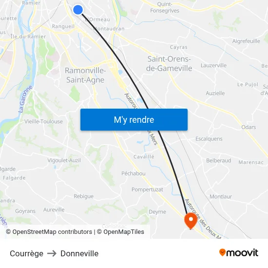 Courrège to Donneville map