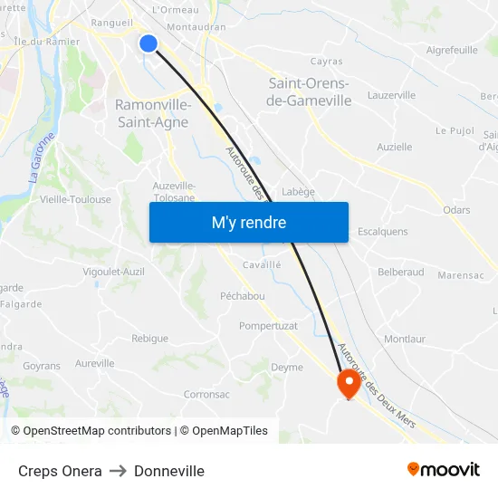 Creps  Onera to Donneville map